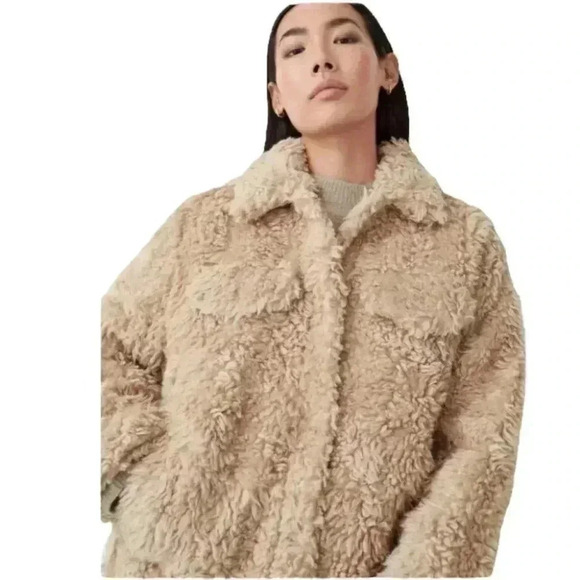 NWT & Other Stories Faux Fur Cozy Teddy Jacket Latte Brown Size 8 - Picture 2 of 11
